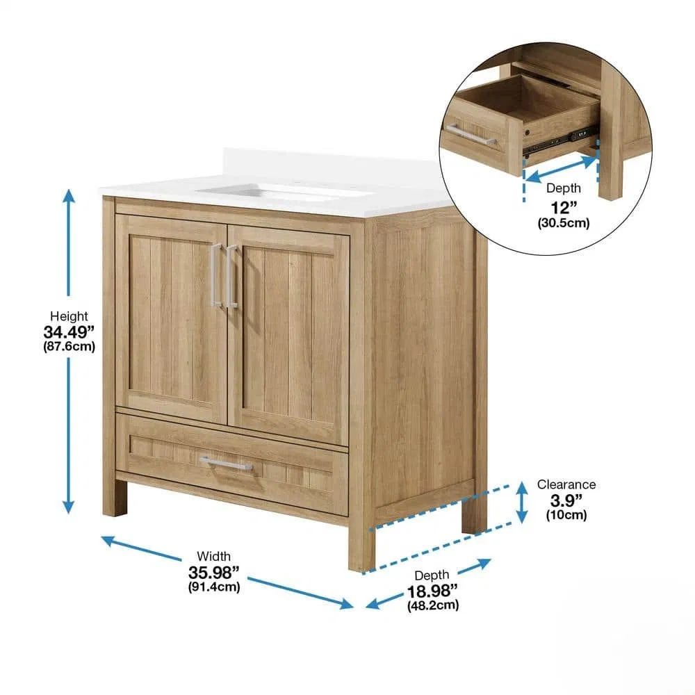Contemporary White Oak Freestanding Bathroom Vanity Unit for Modern Homes