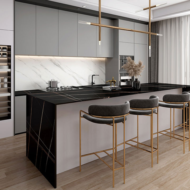 Polished Black Line Sintered Stone Artificial Stone Slab 1200*2400mm