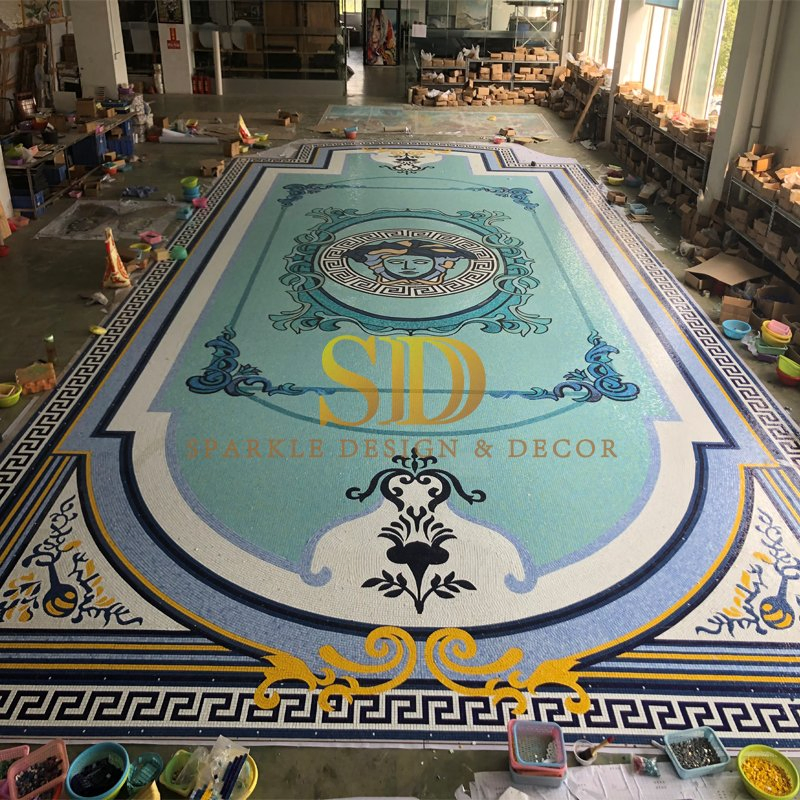 Beautiful Swimming Pool Design Art Glass Mosaic Tile Pattern for New Home