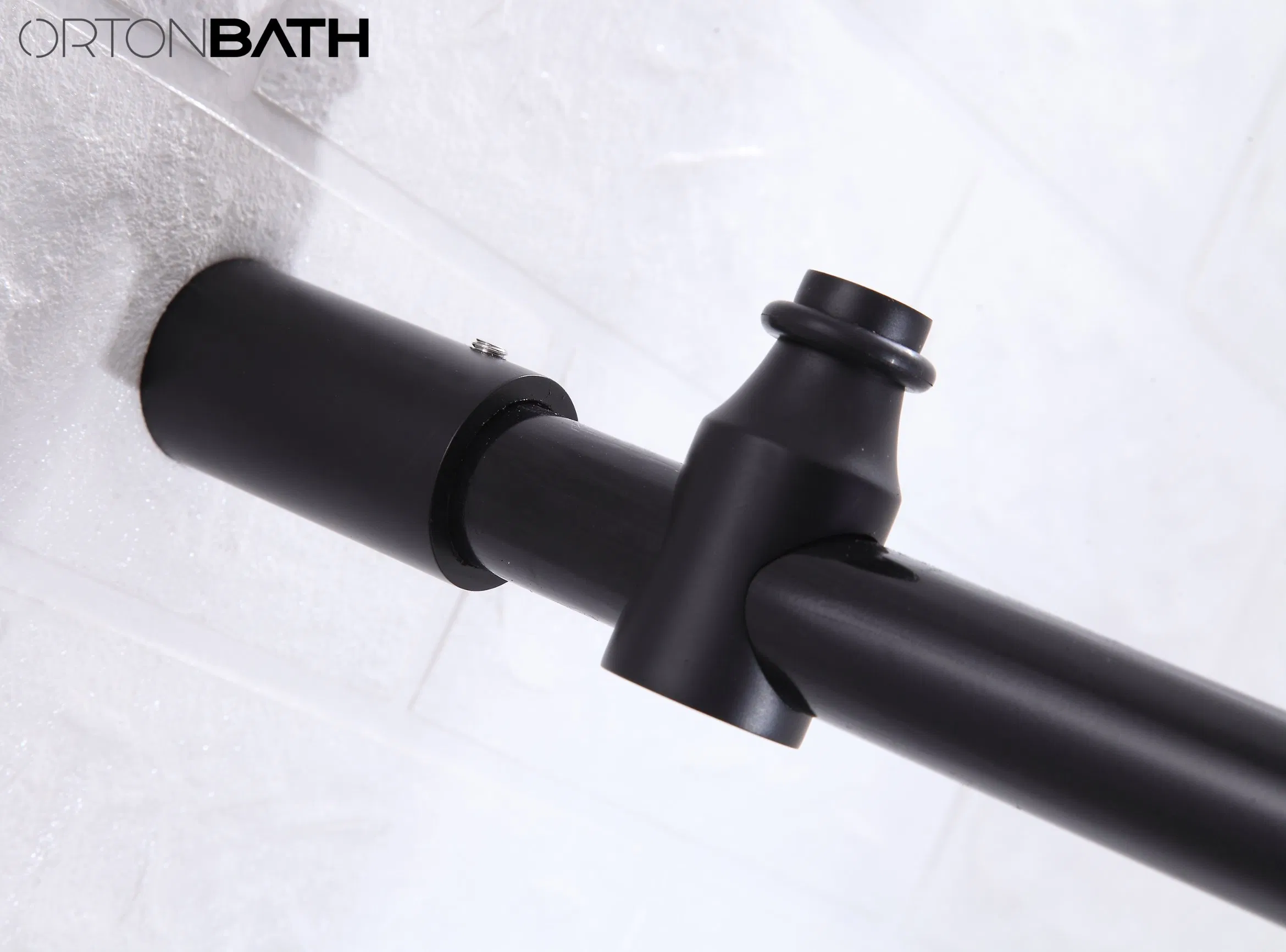 Ortonbath Frameless Matte Black Single One Side Two Sliding Door Simple Bathroom Tempered Shower Door Screen Room Cubicle Cabin Glass Shower Enclosure