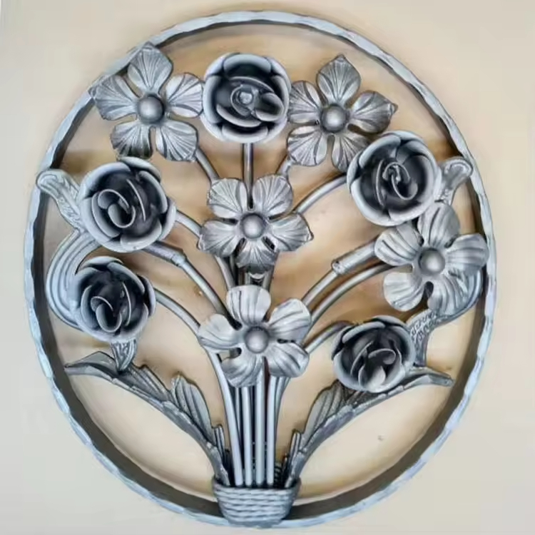 Black Cast Solid Iron Pattern Arts Wrought Iron Balcony Railing