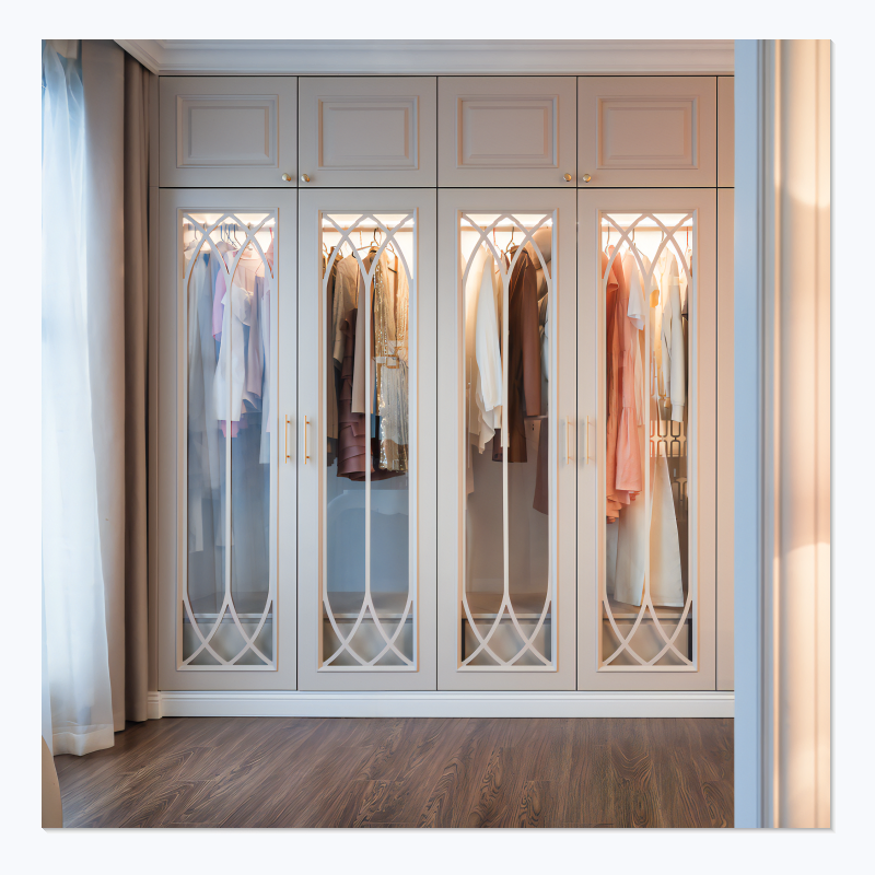 Customized Solid Wood Bedroom Wardrobe Armoire Walk in Cupboard Closet Organizer