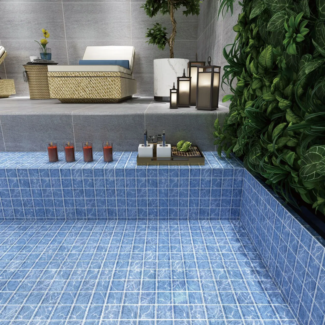 Glass Pool Tile Wholesale Mixed Crystal Glass Mosaic Tile for Swimming Pool Factory Price