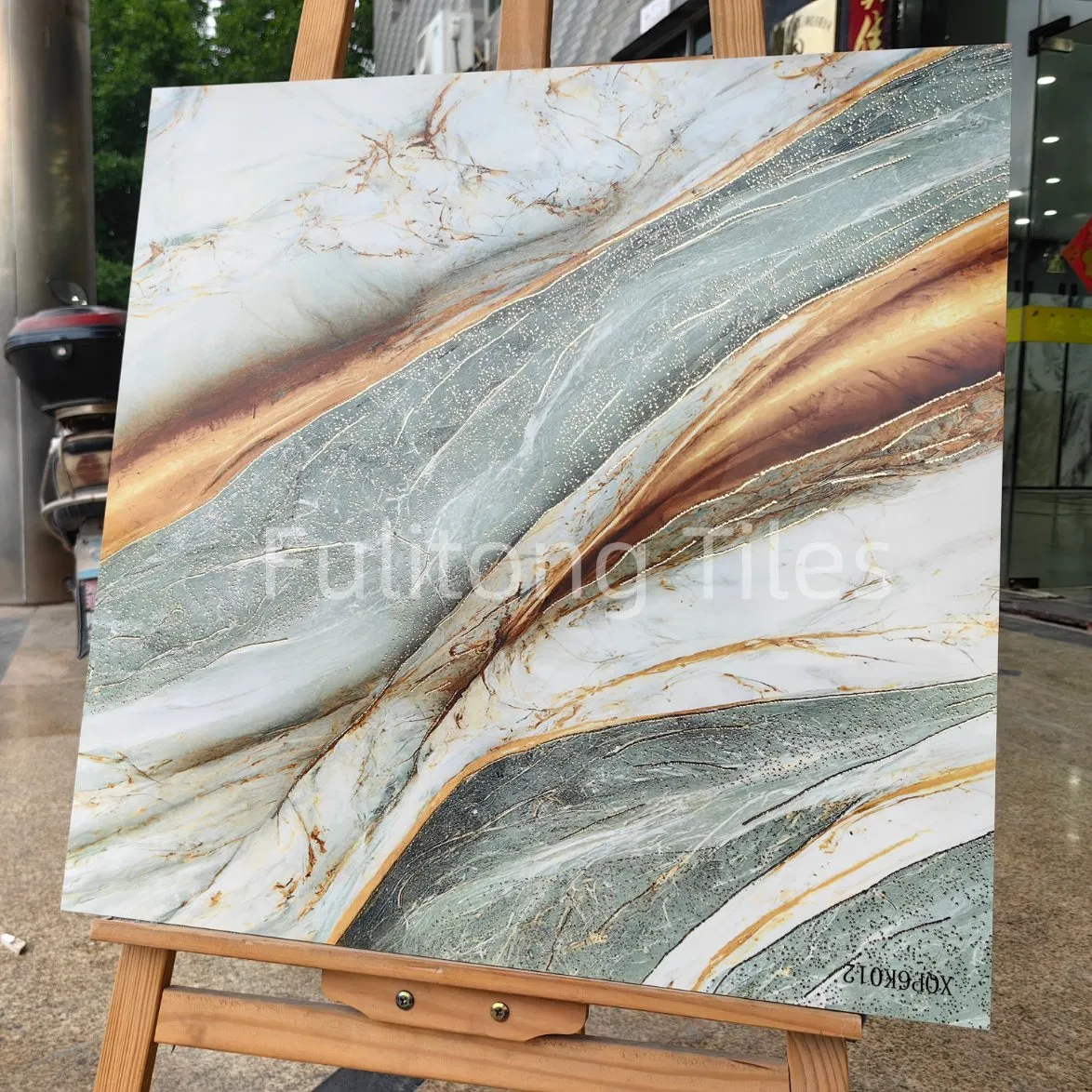 Vitrified Beige Ceramic Polished Porcelain Wall Floor Tile with Gold and Silver