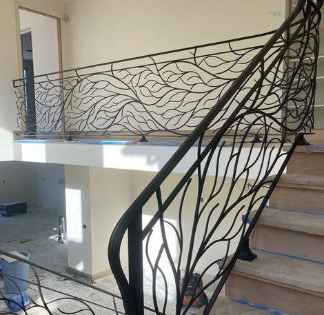 Modern Wrought Iron Artistic Pattern Staircase for Villas DIY Installation Stainless Steel Railings for Deck Flooring Railings