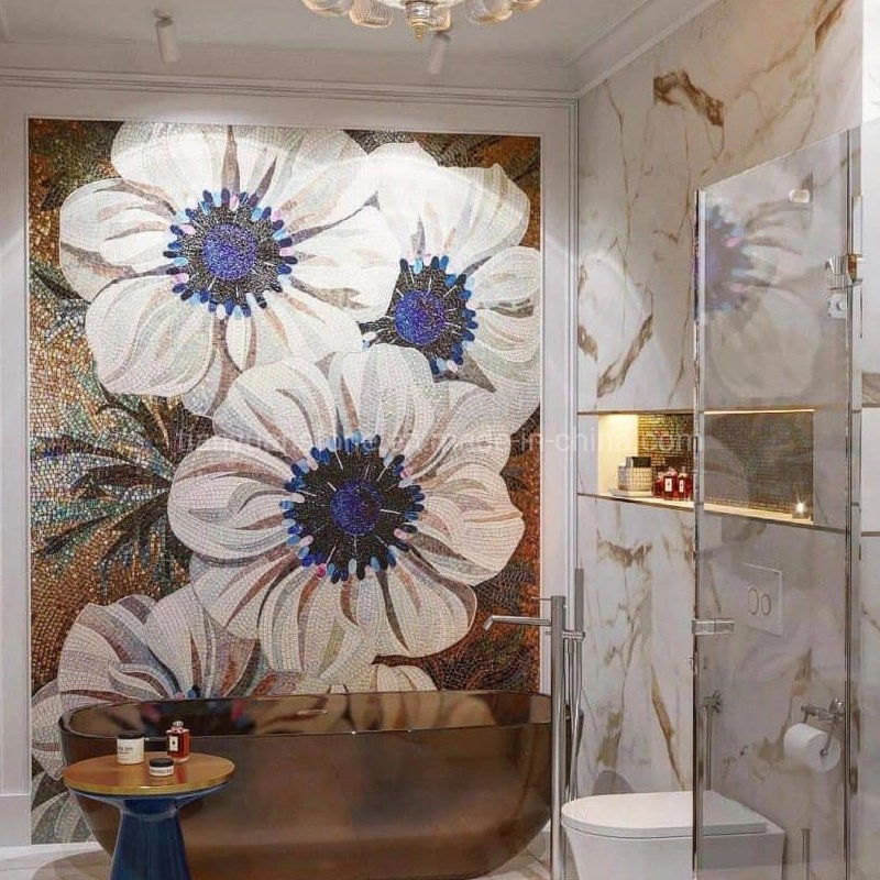 Customized Glass Mural Art Mosaic Wall Tile Living Room Swimming Pool