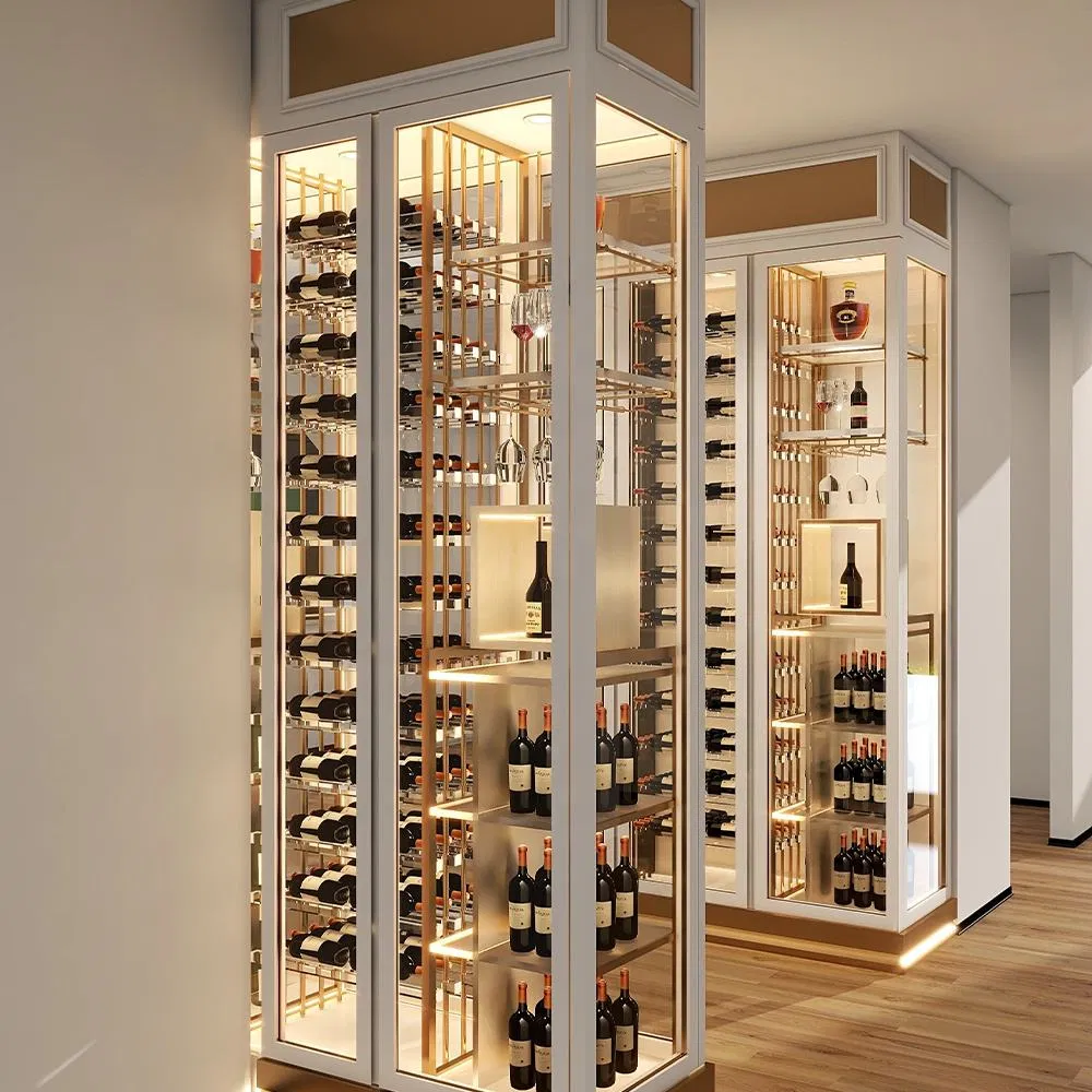 Luxury Walk-in Wine Cellar with Durable Stainless Steel Features