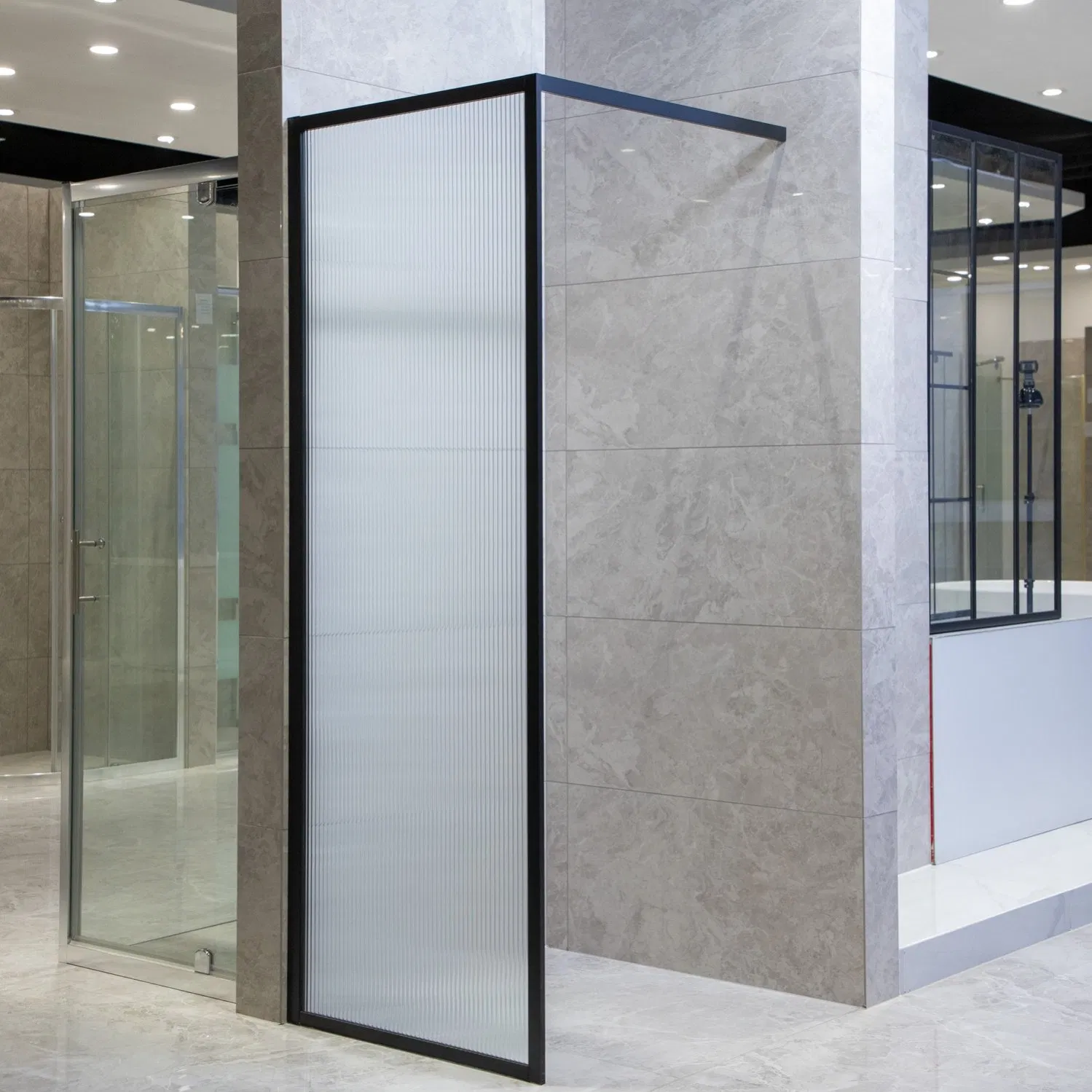 Frameless Glass Shower Enclosure Features Minimalist Design with Sturdy Hinges for Modern Bathroom Aesthetics