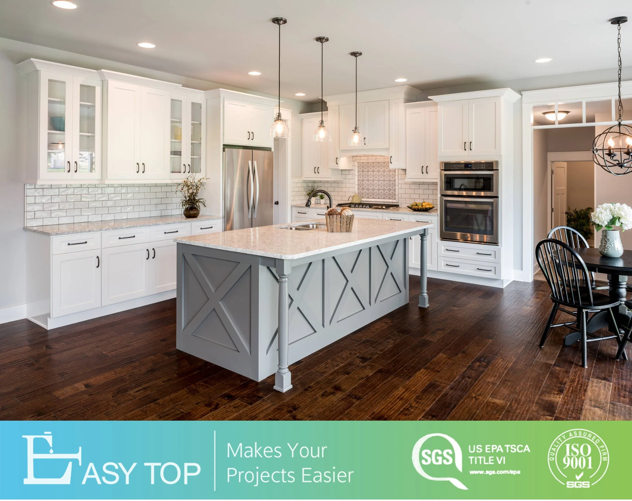 American Farmhouse Commercial Cabinet Design White Shaker Timber Solid Wood Kitchen Units