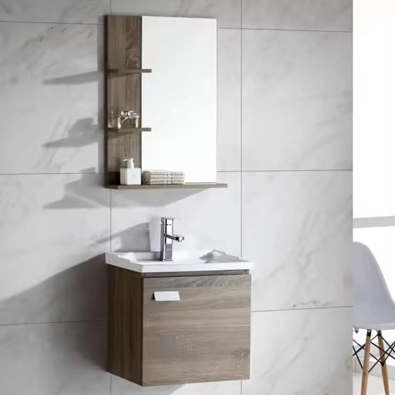 Bathroom Vanity Unit &amp; Basin Sink Tap + Waste Gloss White Modern