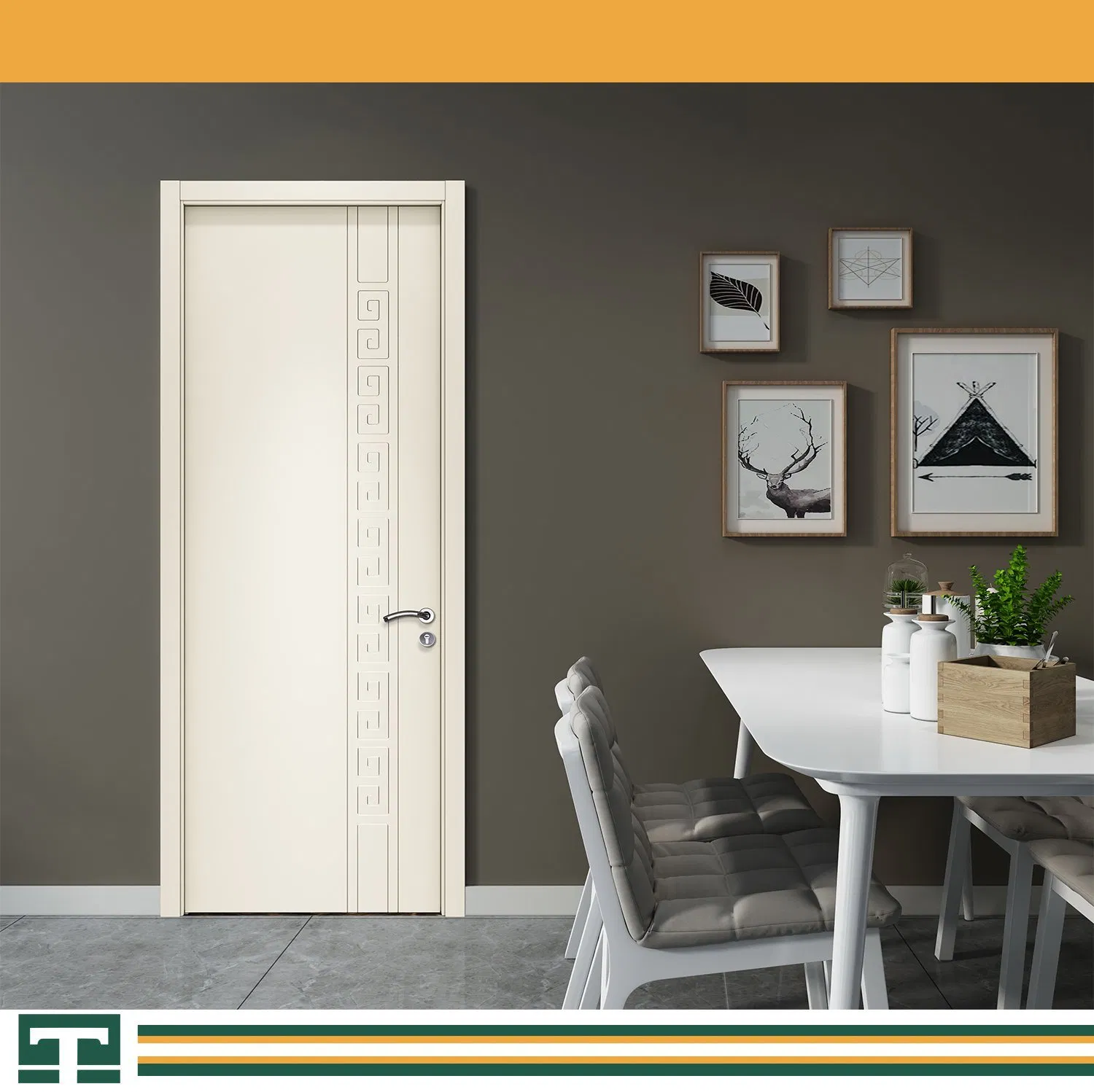 Customized Eco-Friendly Modern Wooden Soundproof Entrance Solid Wood Fire Rated Room Security WPC PVC Interior Veneer Entry Door Durable