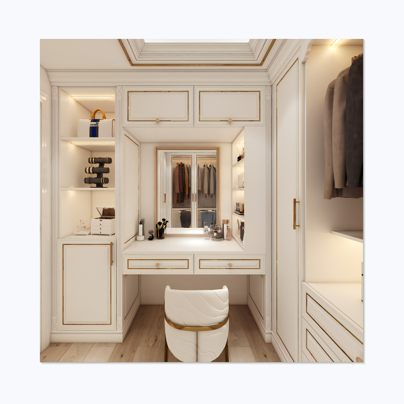 New Luxury Walk in Closet Wardrobe Solid Wood Bedroom Modern Wardrobe Organizer