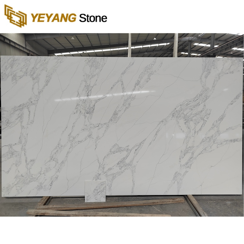 Manufactured Cutting Calacatta Veined Quartz Countertop for Kitchen Worktop/Benchtop/Slab/Counter Top Supplier