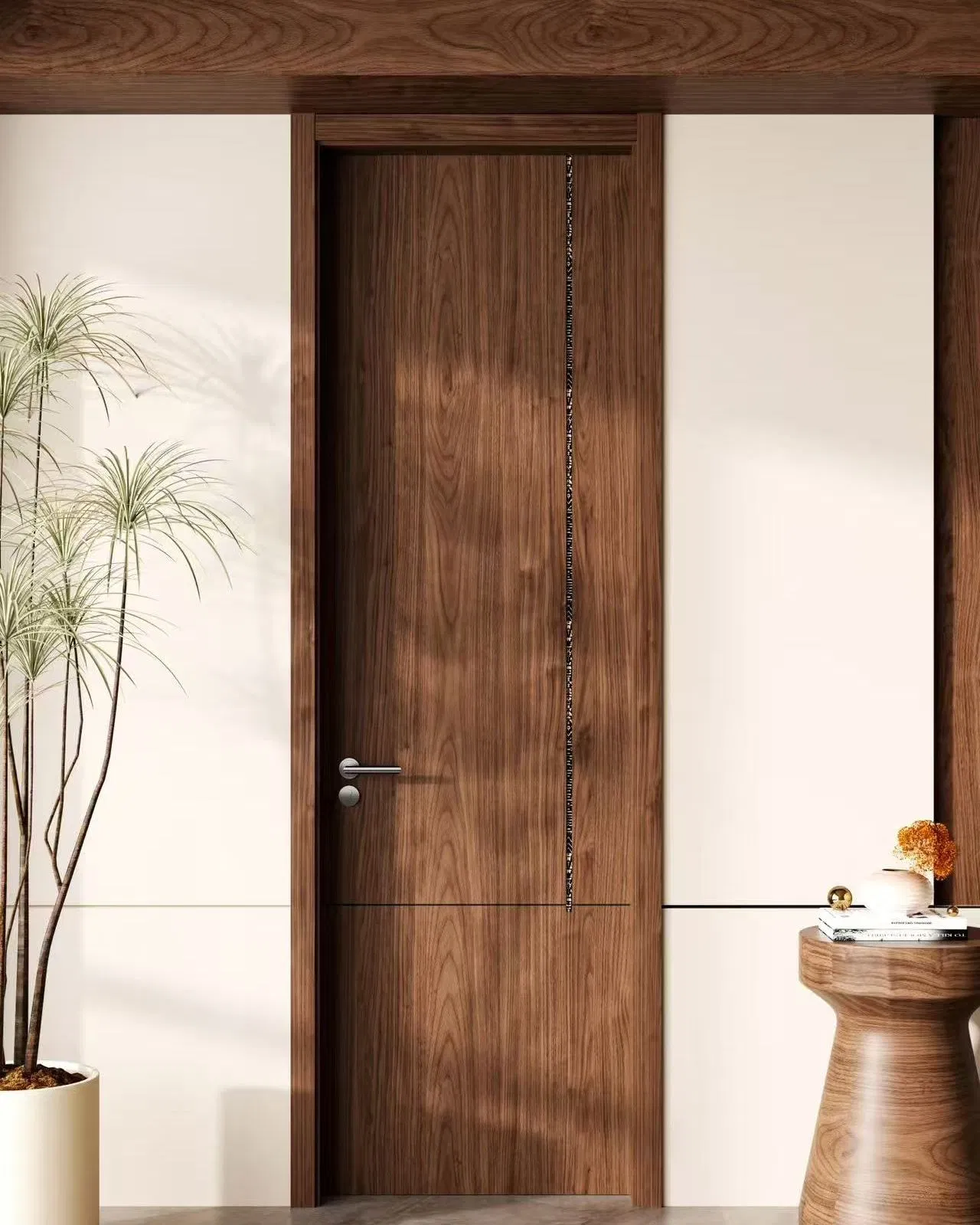 Eco-Friendly Modern Wooden Entrance Solid Wood Room Internal Security WPC PVC Interior Veneer Entry Door Durable
