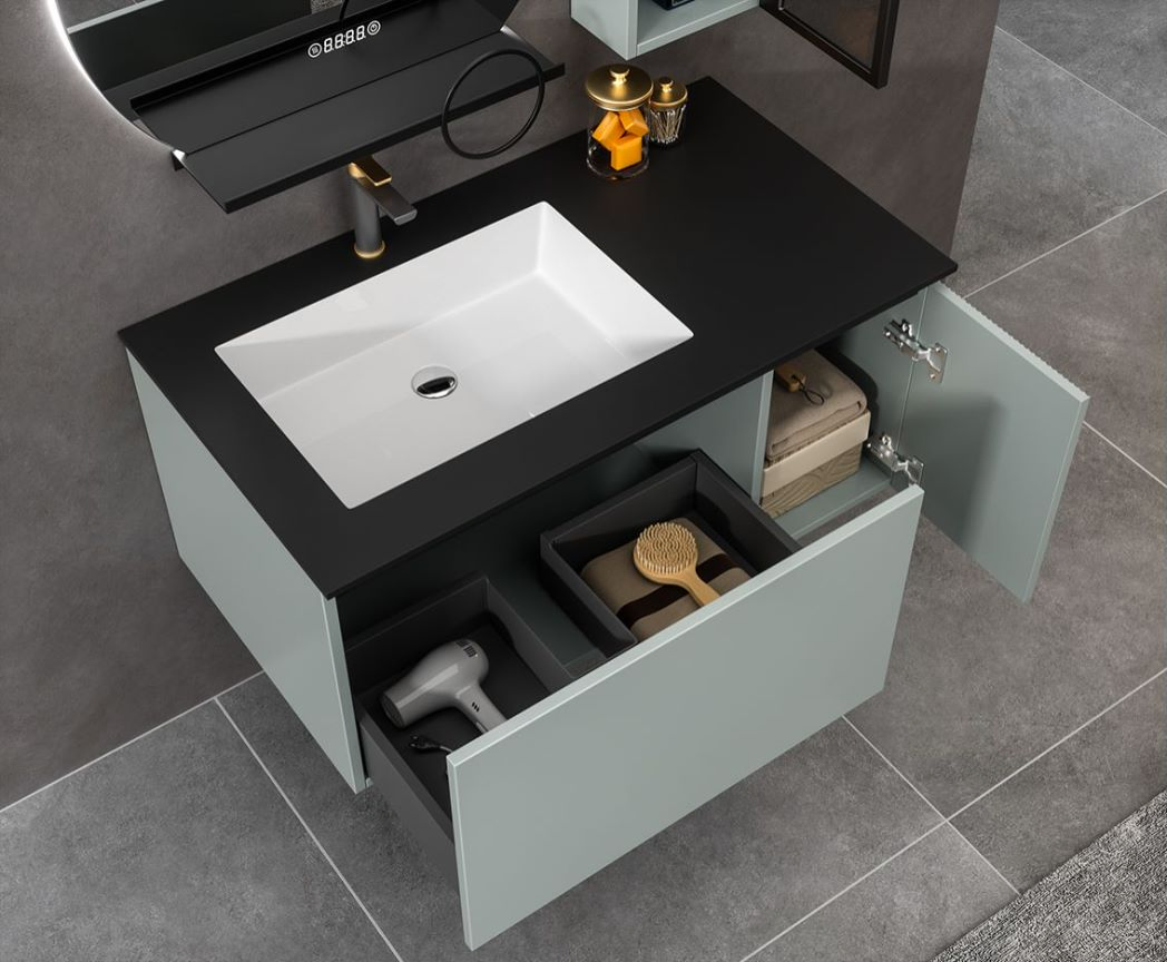 1000mm Wall Hung Stainless Steel Bathroom Vanity Unit with Bath Mirror Ssv6153