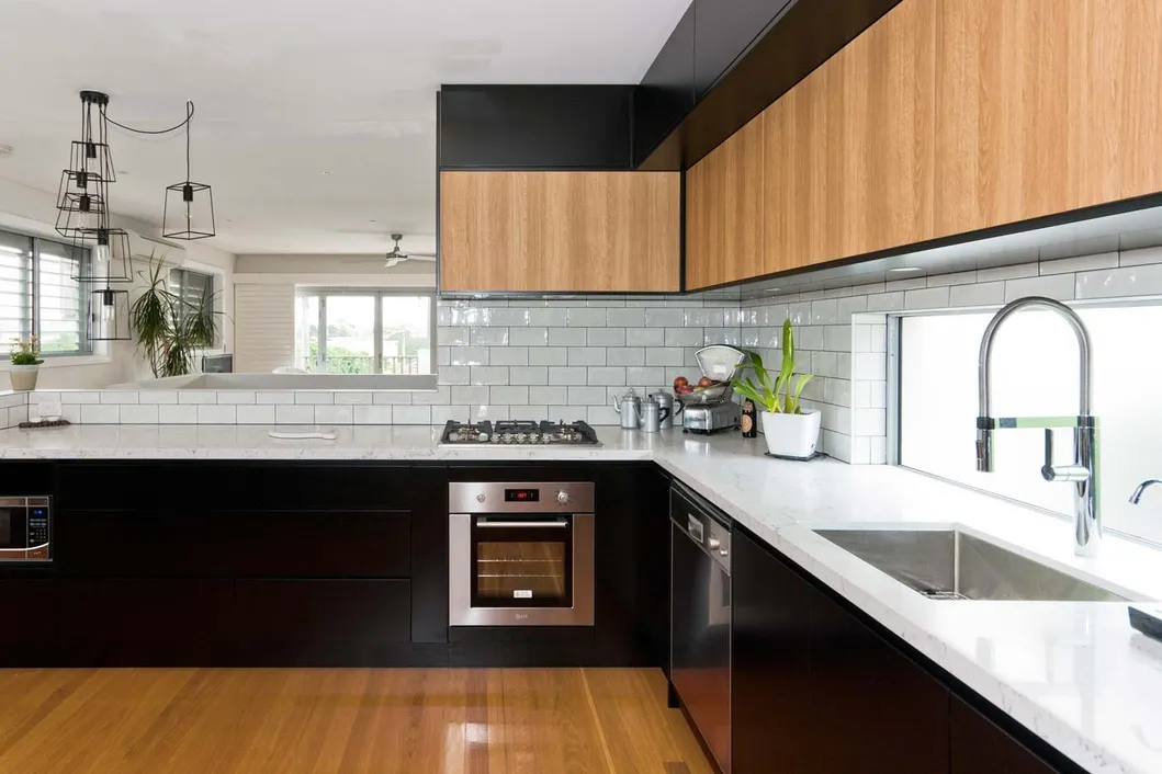 Timber Veneer Kitchen Cabinets