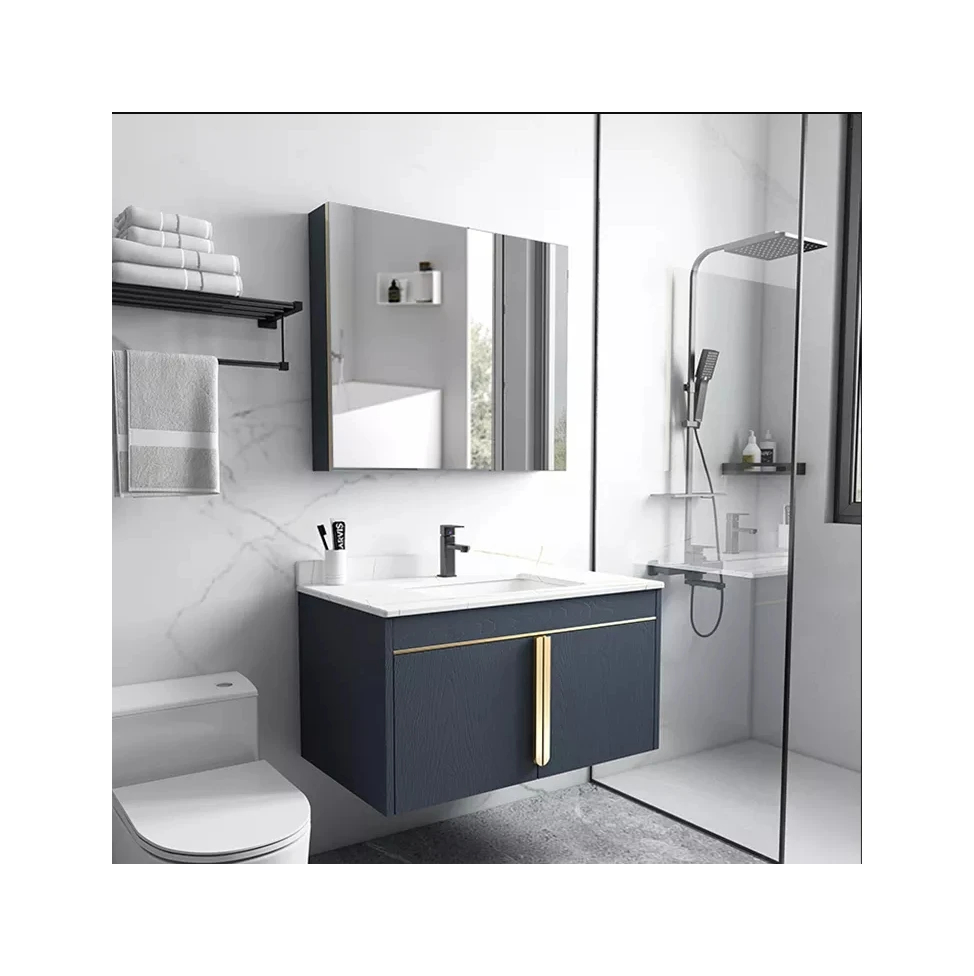 Modern Wall-Mounted Bathroom Vanity Unit with Ceramic Basin