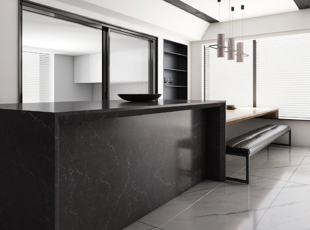 New Design Black Artificial Stone Quartz Silestone Similar High Quality Kitchen Countertop/Wall Easy Clean