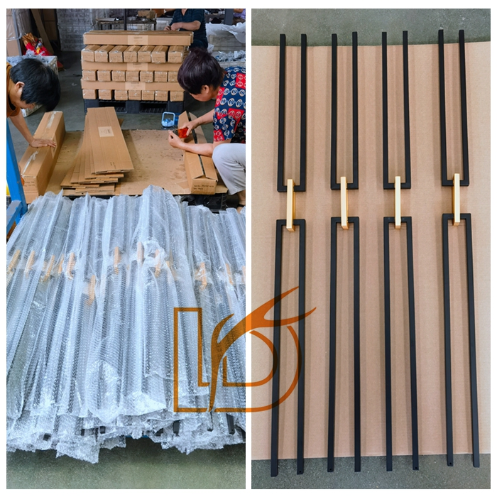 Matte Black Gold Chain Link Hollow or Solid Wrought Iron Baluster Railing