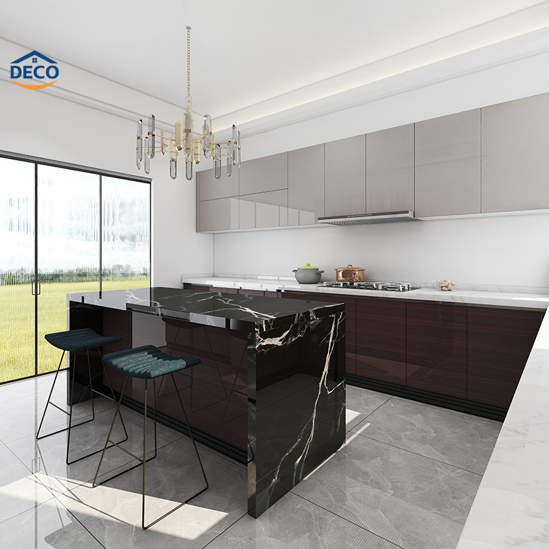 Kitchen Furniture Custom Design Island Wood Veneer Kitchen Pantry Cabinet Unit for Wholesalers