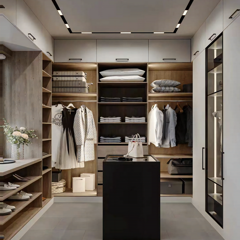 Modern Bedroom Furniture Cupboards Custom Wooden Open Walk in Closet Wardrobe Design