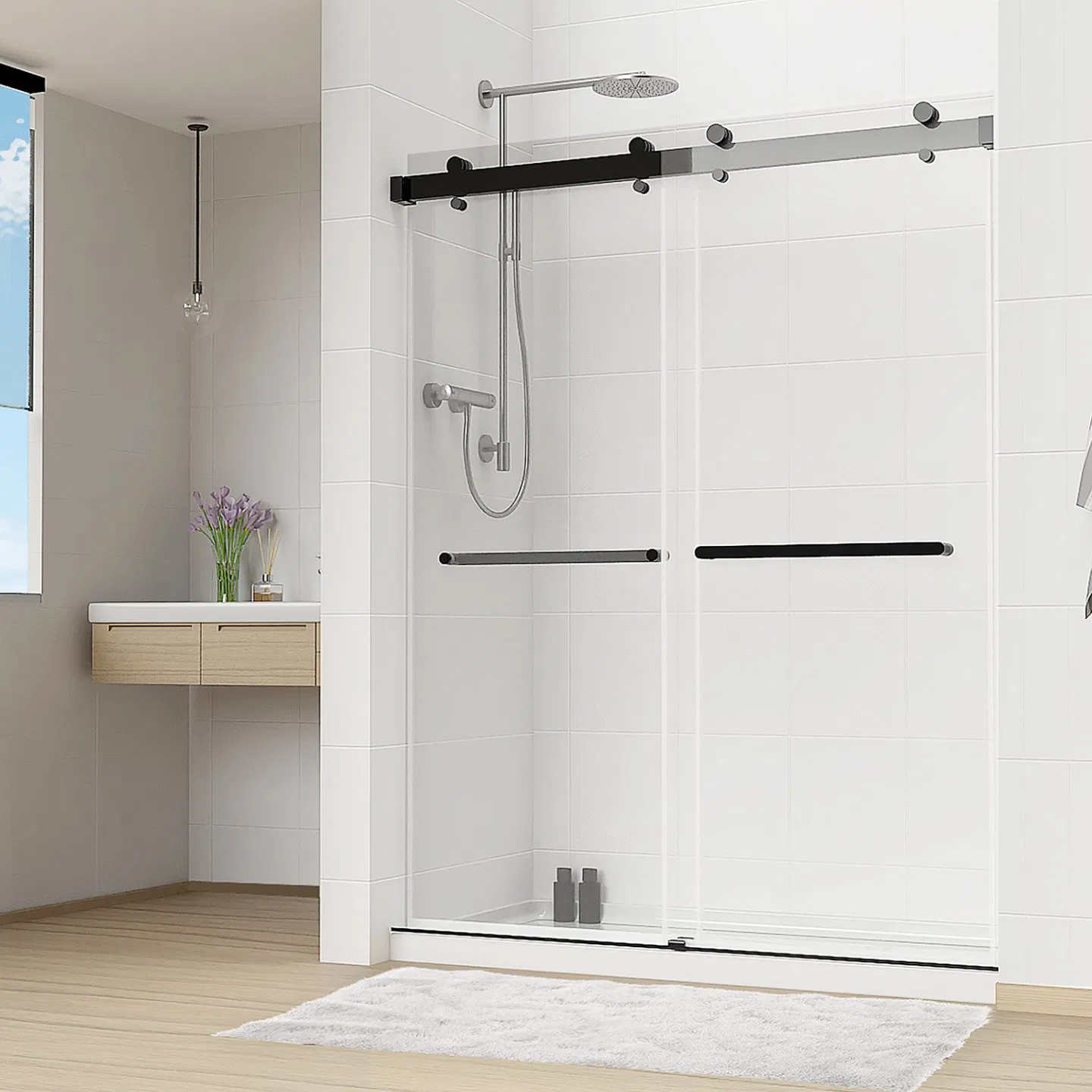 Shower Room Glass Doors Tempered Glass Shower Screen Shower Enclosure Frame and Frameless