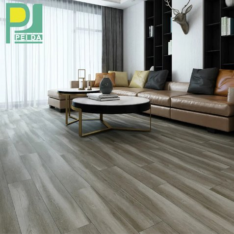 5mm Gray Fire-Resistant Spc Flooring Vinyl Flooring Plank for Apartment
