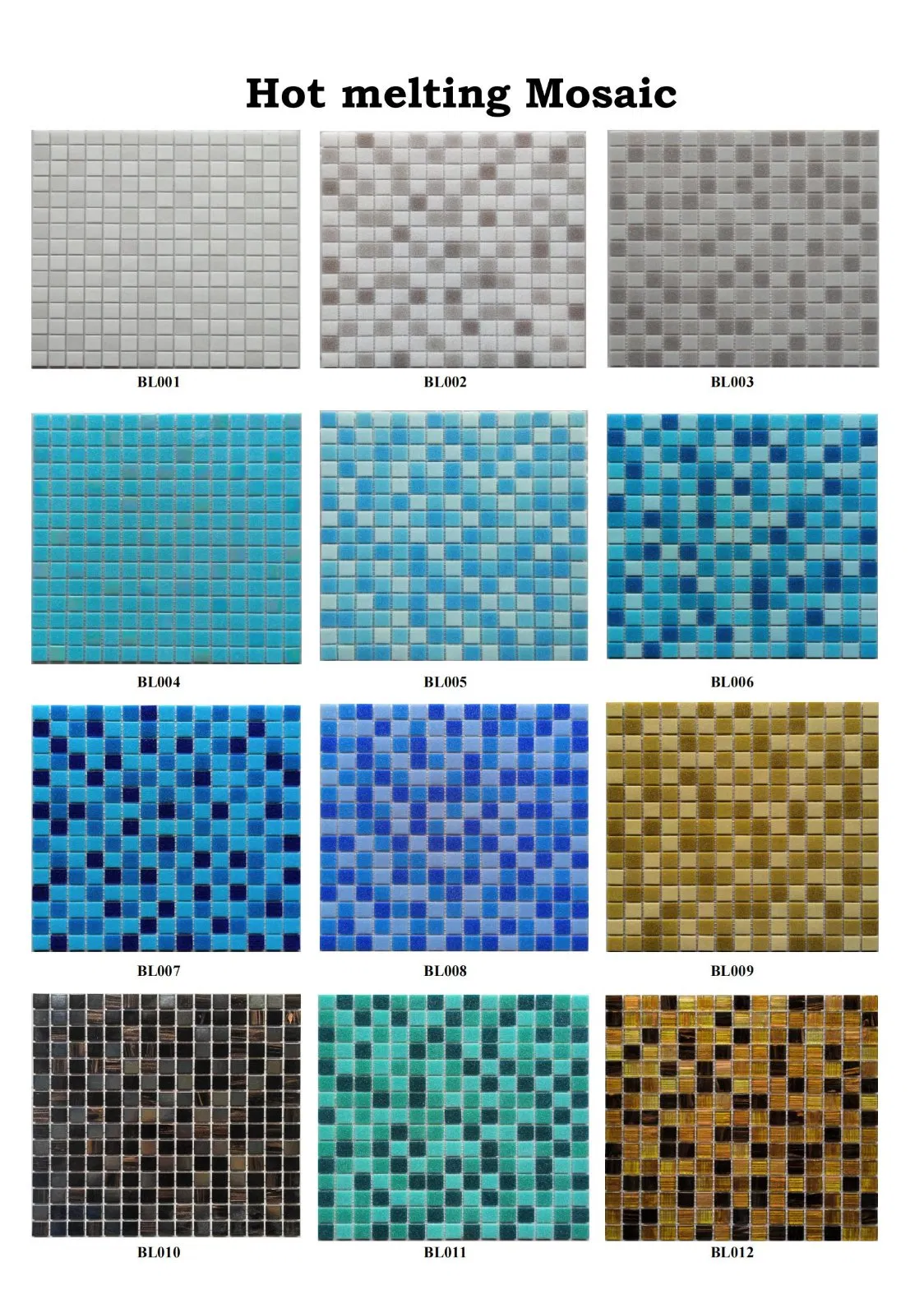 Building Material Various Types Swimming Pool Hot-Melting Floor Tile Glass Mosaic