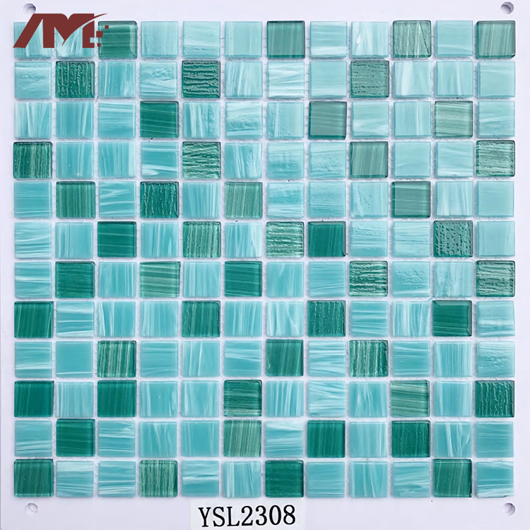 Premium Zellige Square Swimming Pool Blue Villa Outdoor Crystal Glass Tiles Mosaic