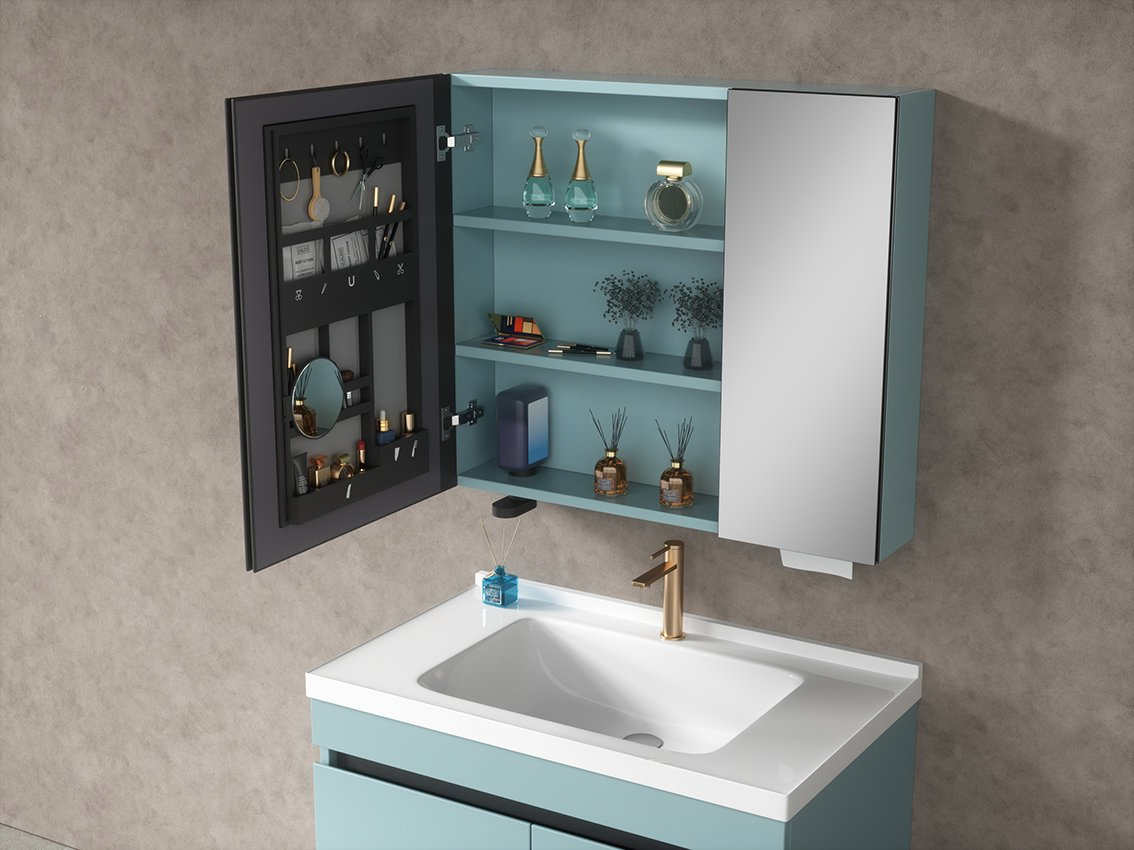 Wall Hung Aluminum Bathroom Vanity Unit with Mirror Cabinet Ssv6221