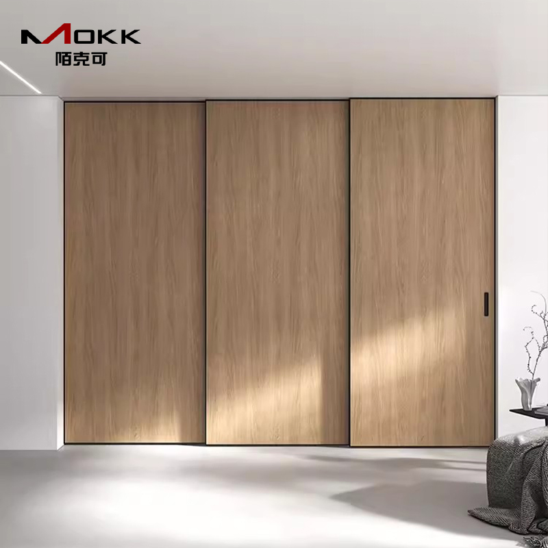 Aluminum-Wood Sliding Doors for Indoor Use Are Suitable for Customized Aluminum Alloy Doors for Rooms, Hotels and Apartments Interior Door Metal Sliding Door