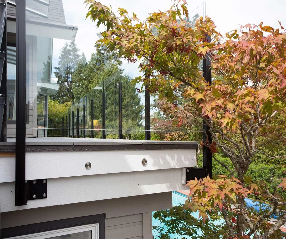 Villa Decorative Casting Wrought Iron Glass Railing with Power Coating