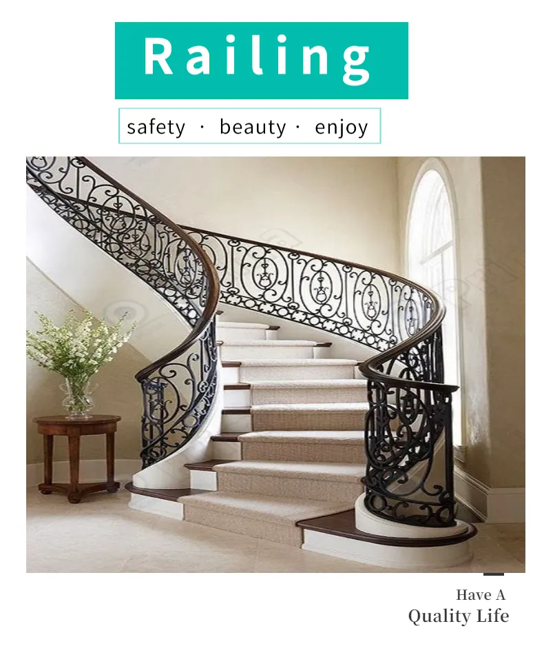 Classic Design Staircase Fence Safety Interior Wrought Iron Stair Railings