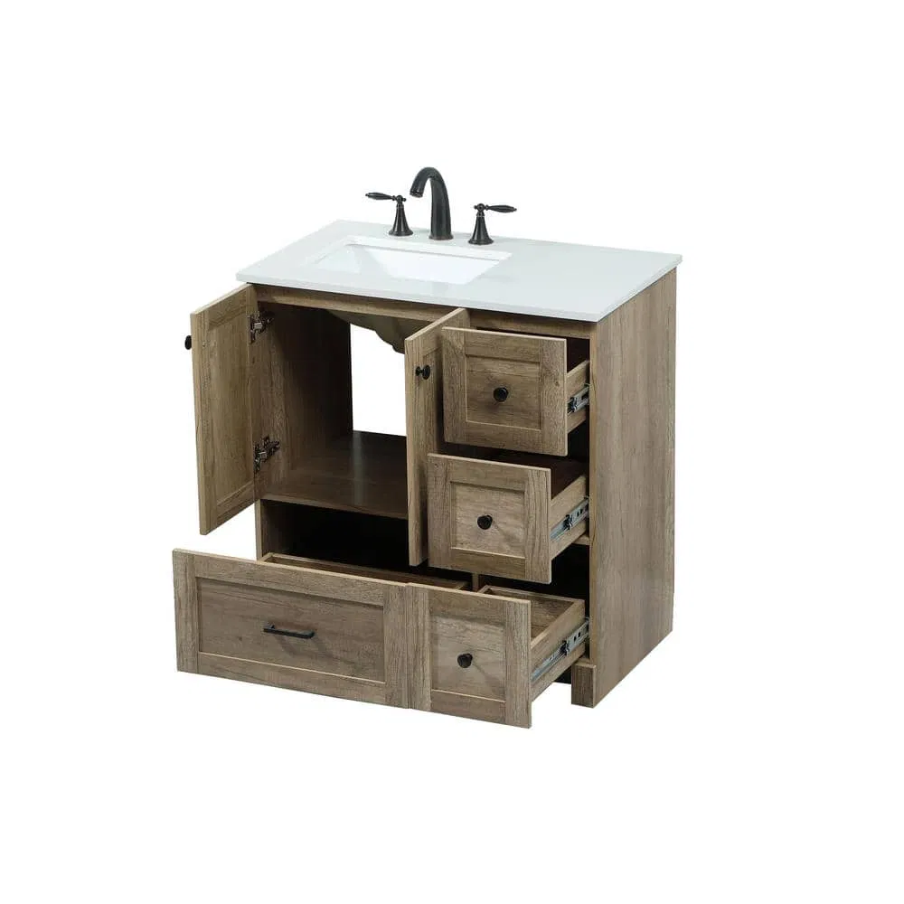 Contemporary Freestanding Bathroom Vanity Unit in Natural Oak