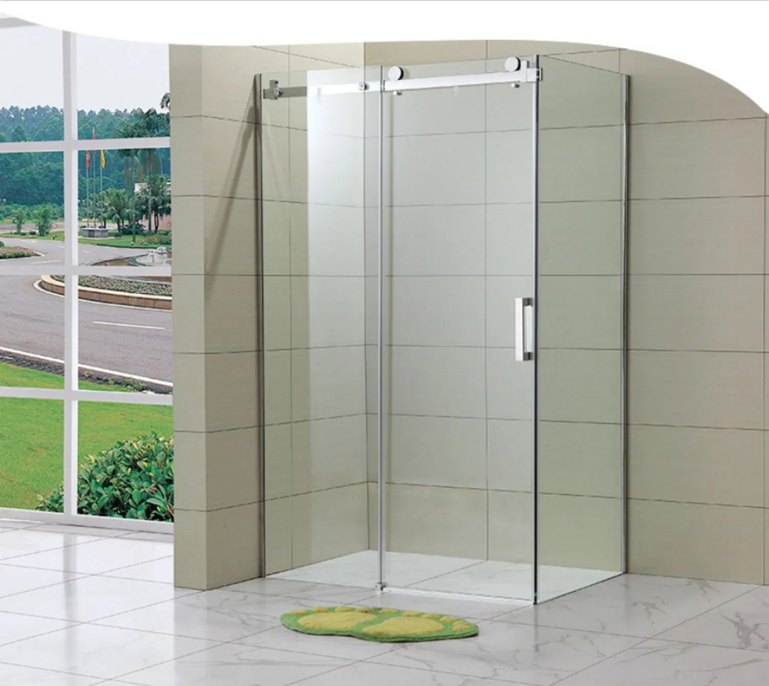 Classic Design Frameless Big Roller Sliding Glass Shower Enclosure