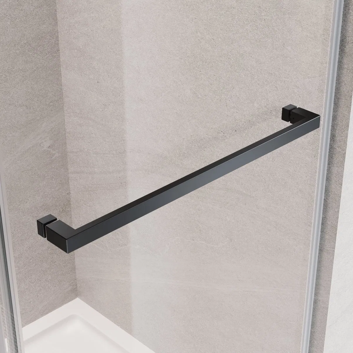 Matt Black Stainless Steel Hardware 10mm Tempered Glass Double Sliding Door Frameless Shower Enclosure