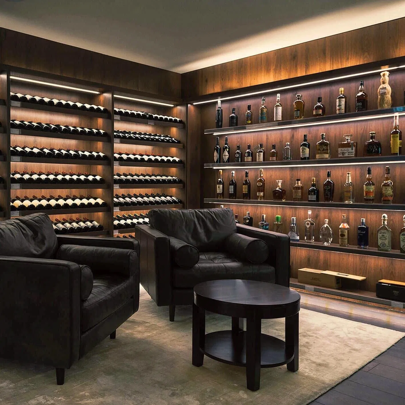 Premium Custom Walk-in Wine Cellar in North American Black Walnut