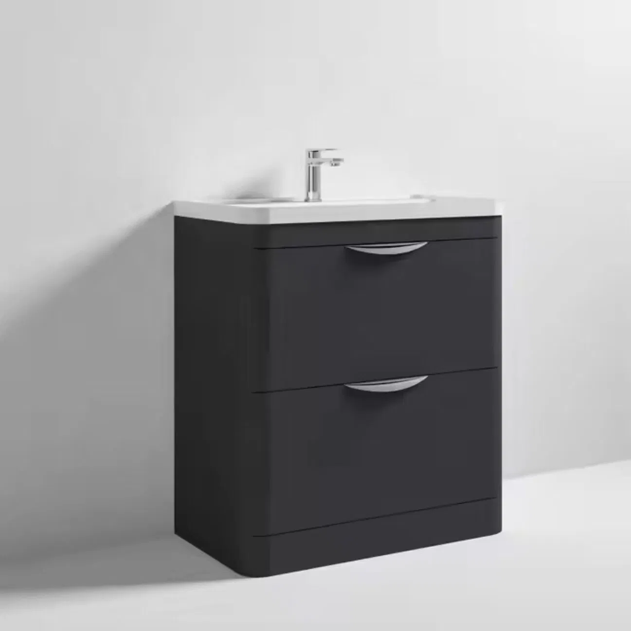 Bathroom Vanity Unit &amp; Basin Sink Tap + Waste Gloss White Modern