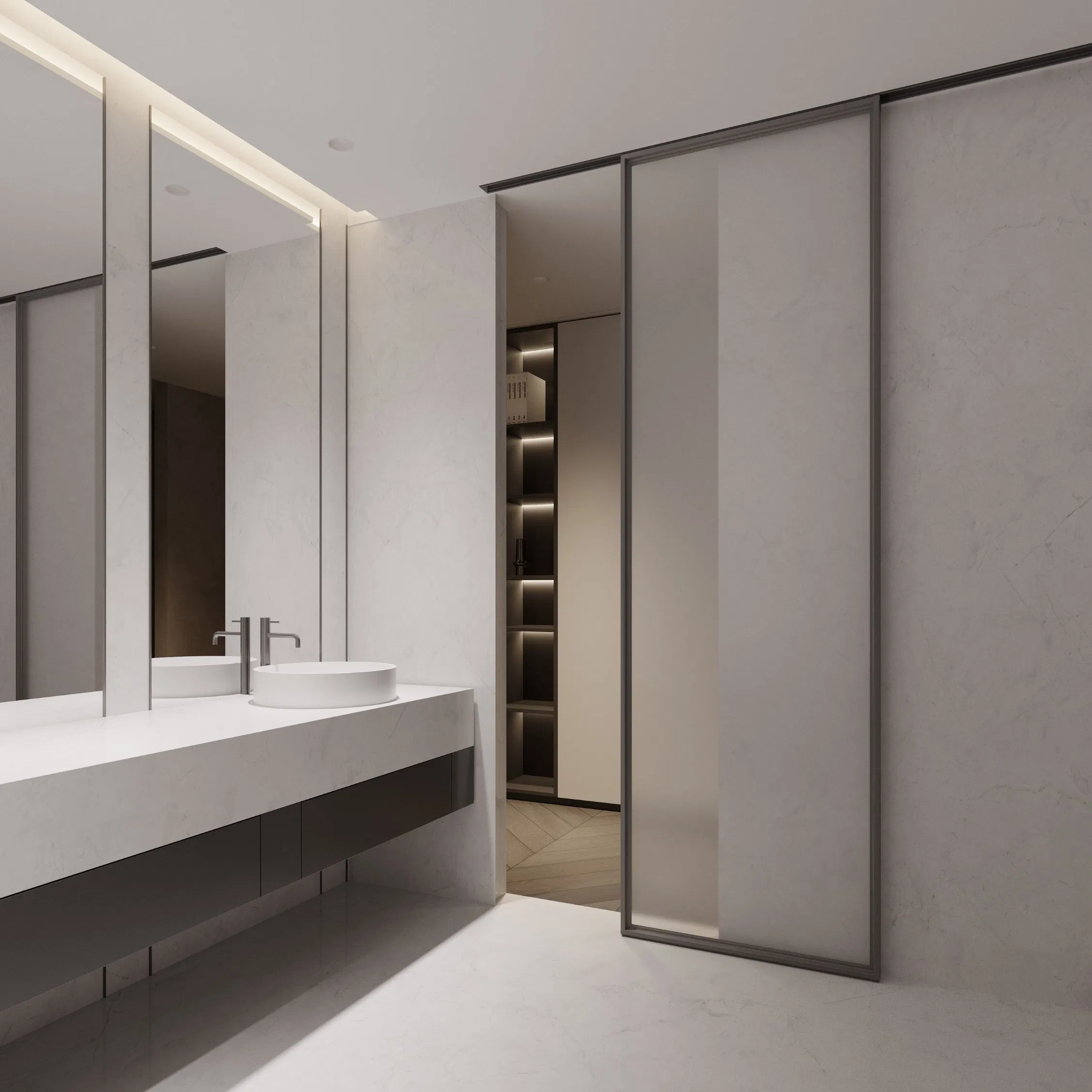 Modern Minimalist Style Glass Sliding Door with Invisible Track Commercial and Interior Home Decoration Suspended Track Aluminum Sliding Doors