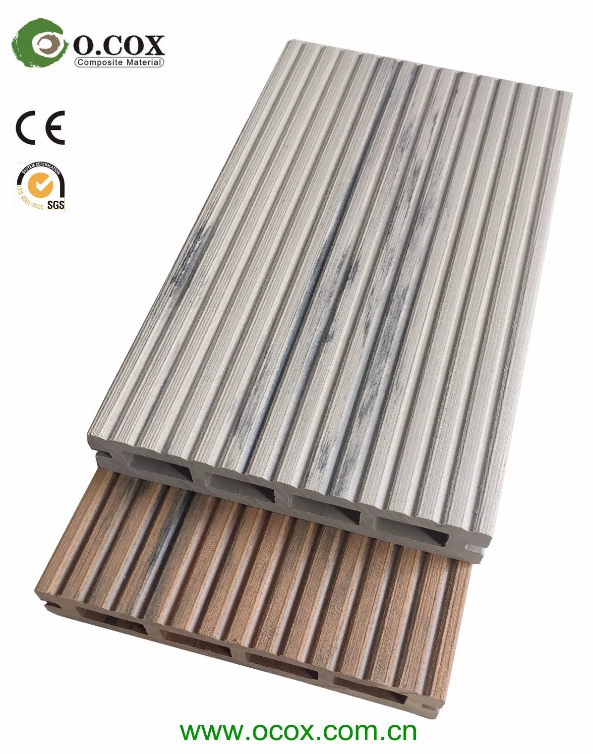 Ocox Outdoor Wood Composite Material Decking Construction No-Gap Design Anti-UV Wood Plastic Composite Decking Timber WPC Decking