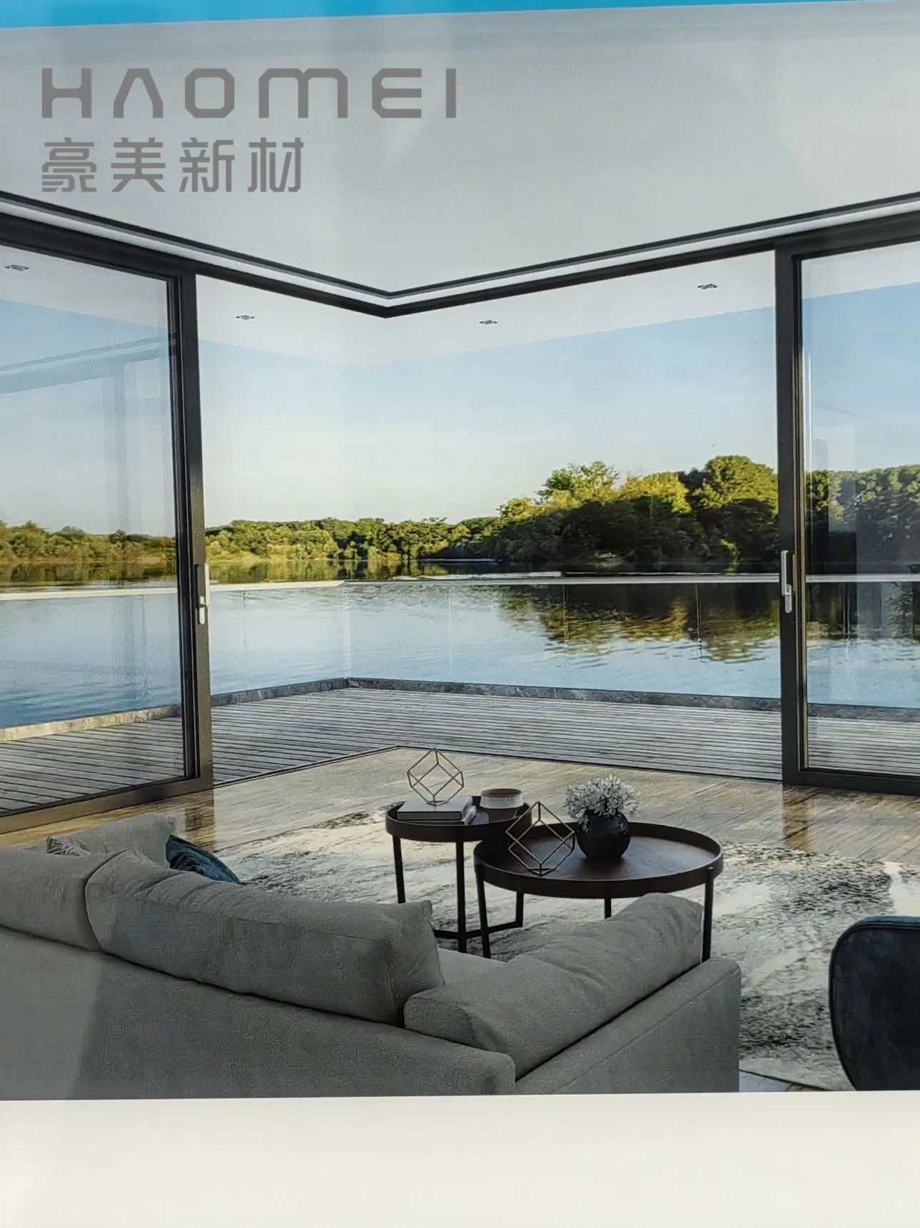 Aluminum Extrusion Frame of Windows and Doors Section with Tempered Glass