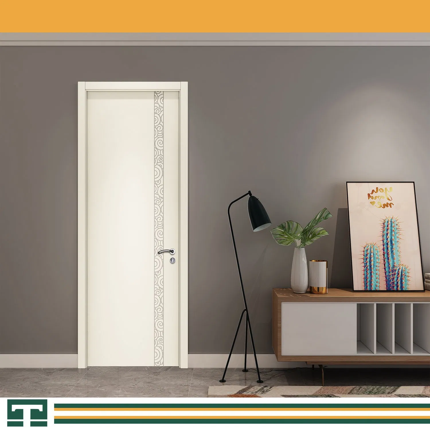 Customized Eco-Friendly Modern Wooden Soundproof Entrance Solid Wood Fire Rated Room Security WPC PVC Interior Veneer Entry Door Durable