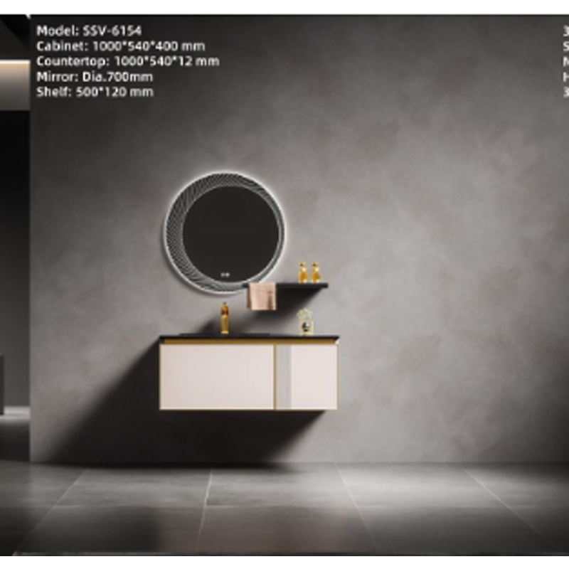 1000mm Wall Hung Stainless Steel Bathroom Vanity Unit with Bath Mirror Ssv6154