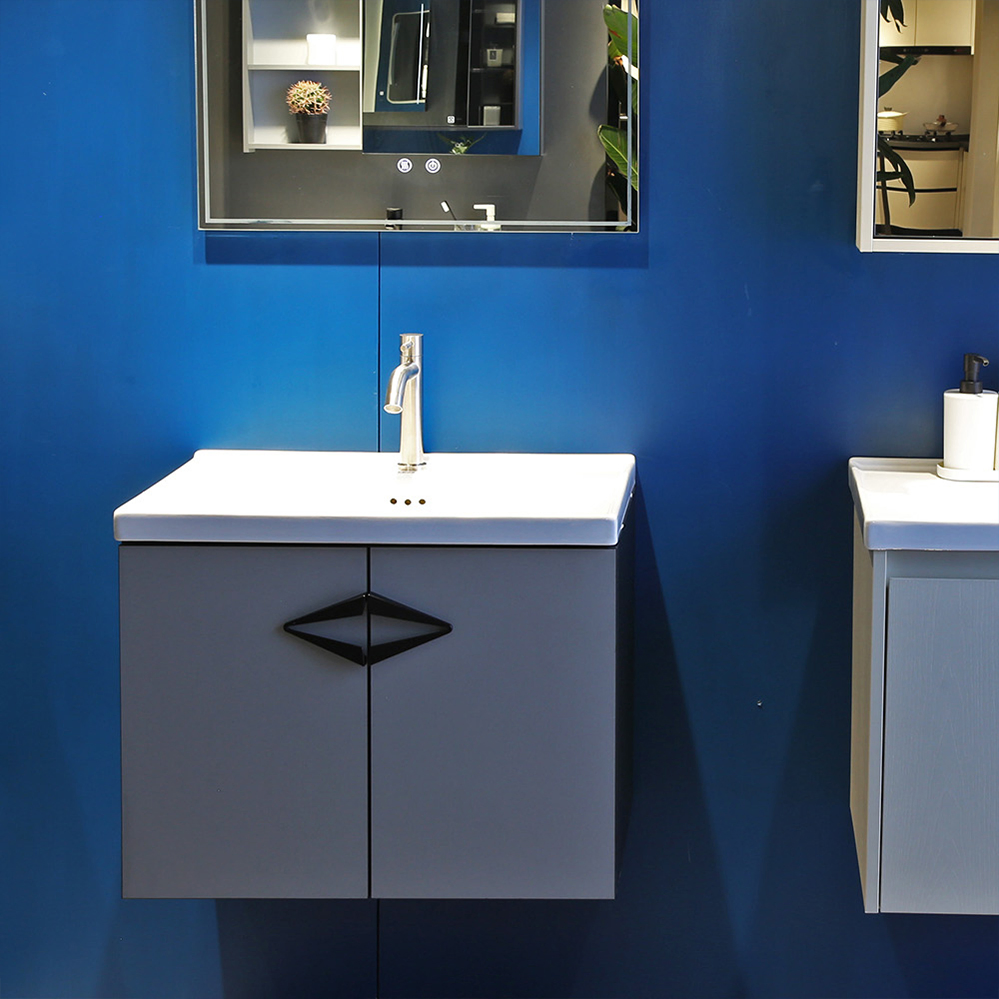 French Style Wall Mounted Modern Slate Countertop Bathroom Vanity Unit with Vessel Sink