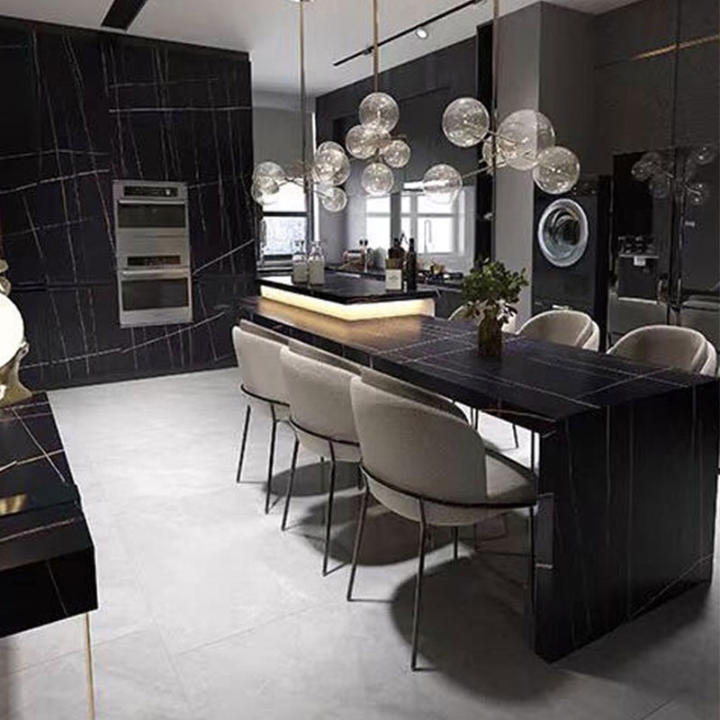 Polished Black Line Sintered Stone Artificial Stone Slab 1200*2400mm