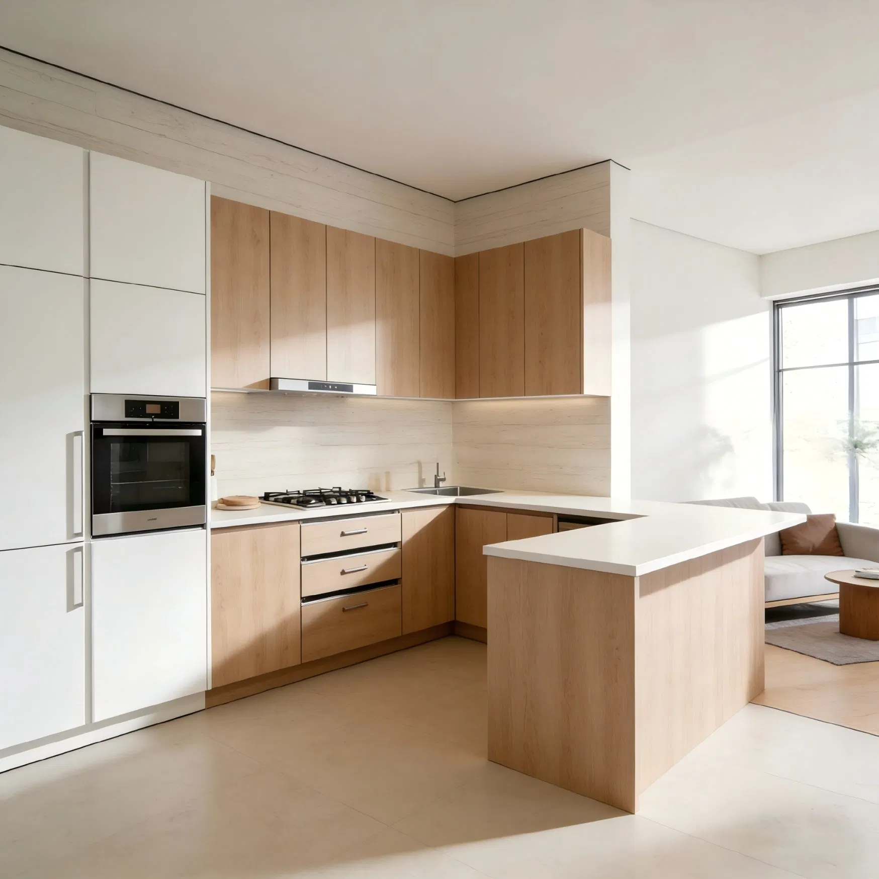 Professional Wood Veneer Kitchen Cabinet System for European Market