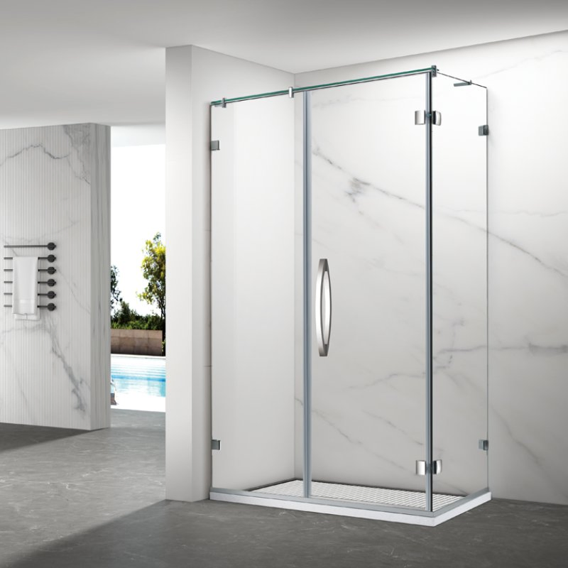 Simple Design Rectangular Frameless Tempered Glass Single Swing Door Shower Enclosure