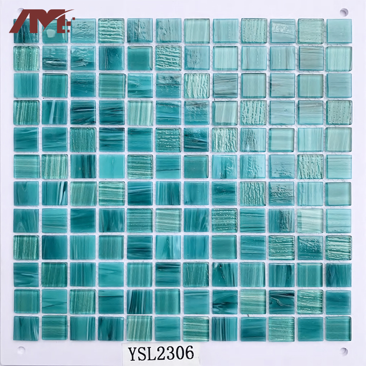 Premium Zellige Square Swimming Pool Blue Villa Outdoor Crystal Glass Tiles Mosaic