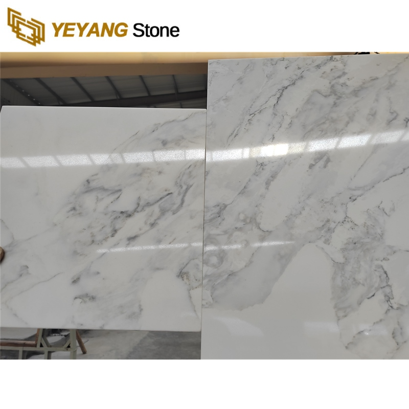 Manufactured Cutting Calacatta Veined Quartz Countertop for Kitchen Worktop/Benchtop/Slab/Counter Top Supplier