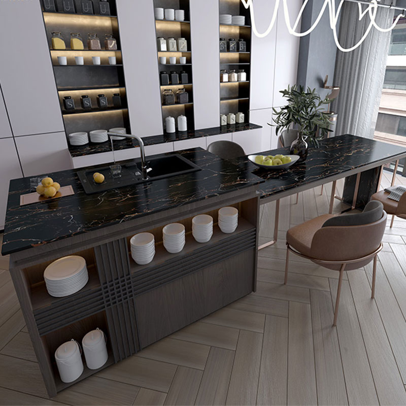 Polished Black Line Sintered Stone Artificial Stone Slab 1200*2400mm